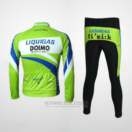 2010 Fahrradbekleidung Liquigas Doimo Blau und Grun Trikot Langarm und Tragerhose